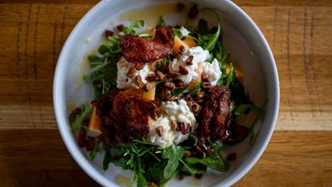 image of melon and prosciutto salad at Crow's Bench at Schweitzer
