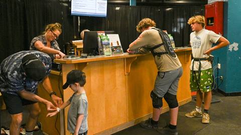 kids checking in at schweitzer activity center