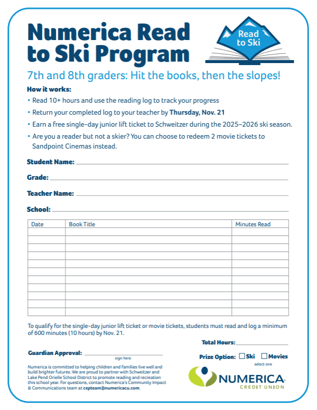 Numerica and Schweitzer's read to ski program form